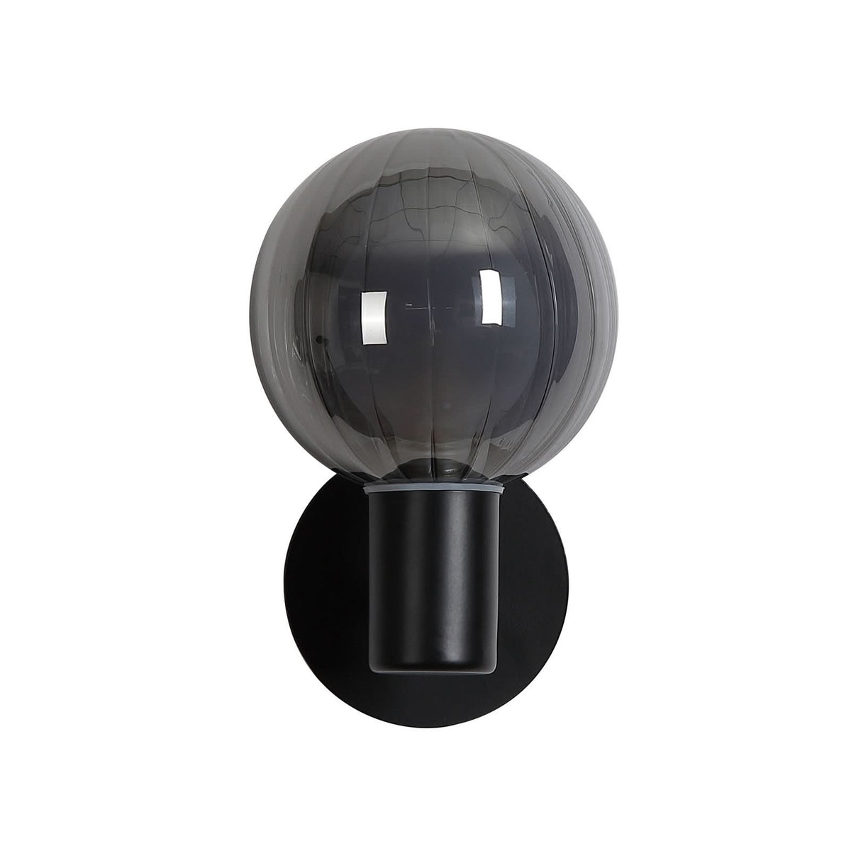 Applique murale Lumisphere en verre, gris fumée et noir, hauteur 12,4 cm, IP44