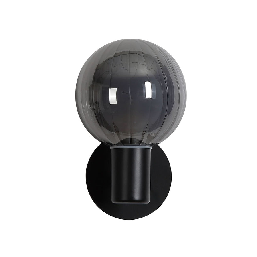 Applique murale Lumisphere en verre, gris fumée et noir, hauteur 12,4 cm, IP44