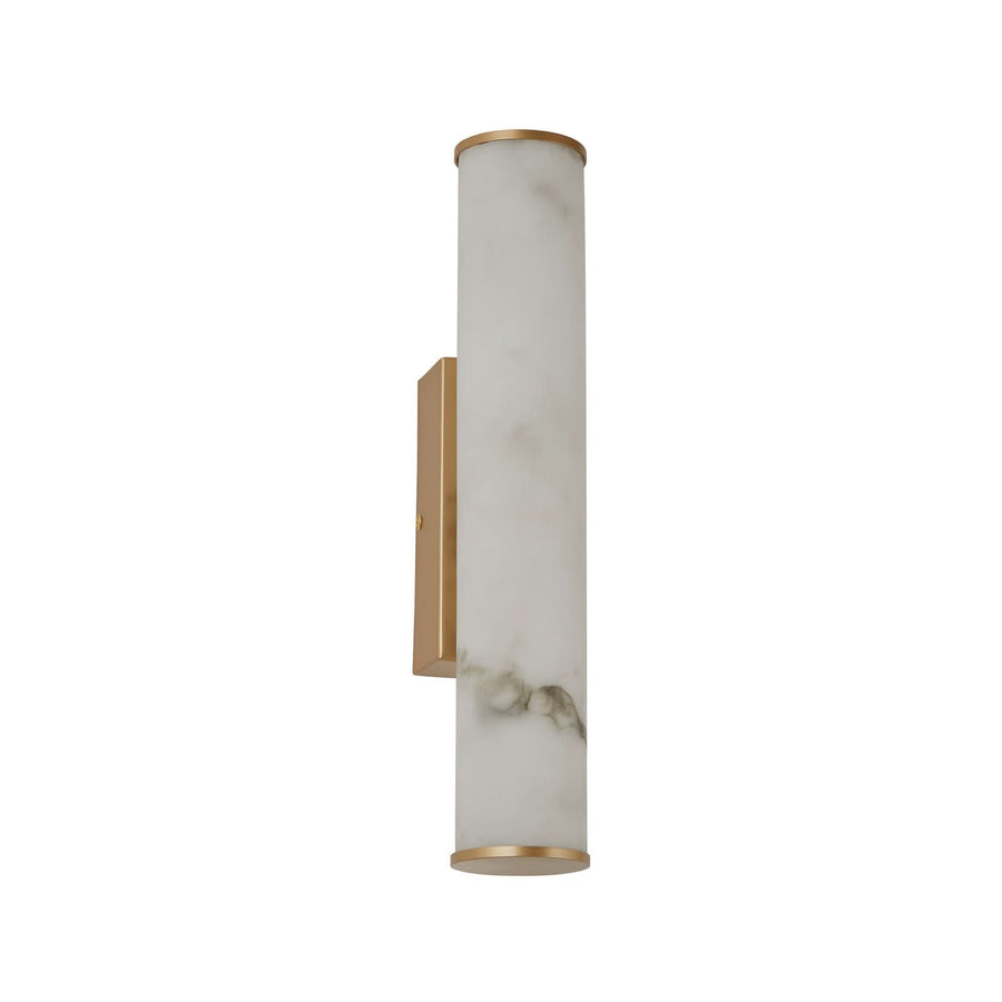 Applique murale LED Wales en acier, doré et blanc marbré, hauteur 35 cm, IP44