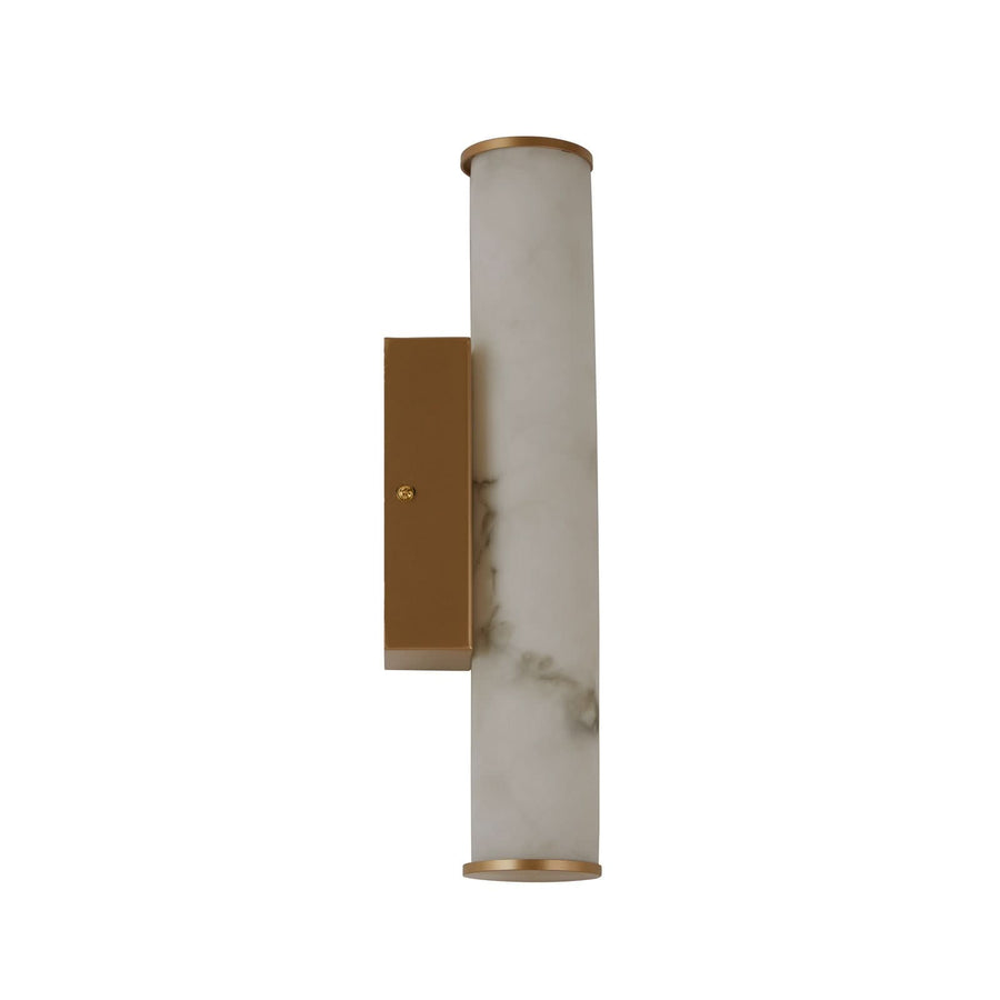 Applique murale LED Wales en acier, doré et blanc marbré, hauteur 35 cm, IP44