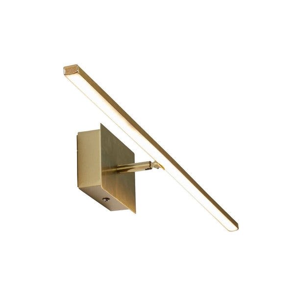 Applique murale LED Amalfi en acier, laiton satiné et blanc, hauteur 8 cm, IP44