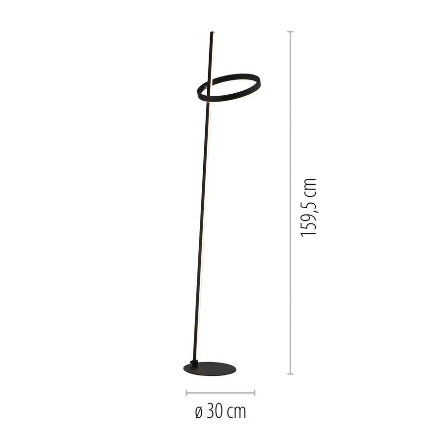 Schéma de dimensions indiquant hauteur 159,5 cm et base de 30 cm.