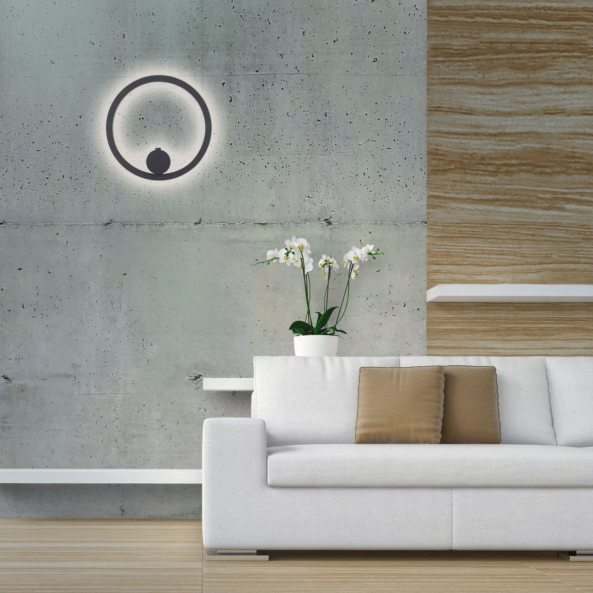 Applique murale LED rechargeable Archie en métal, noir, Ø 22 cm