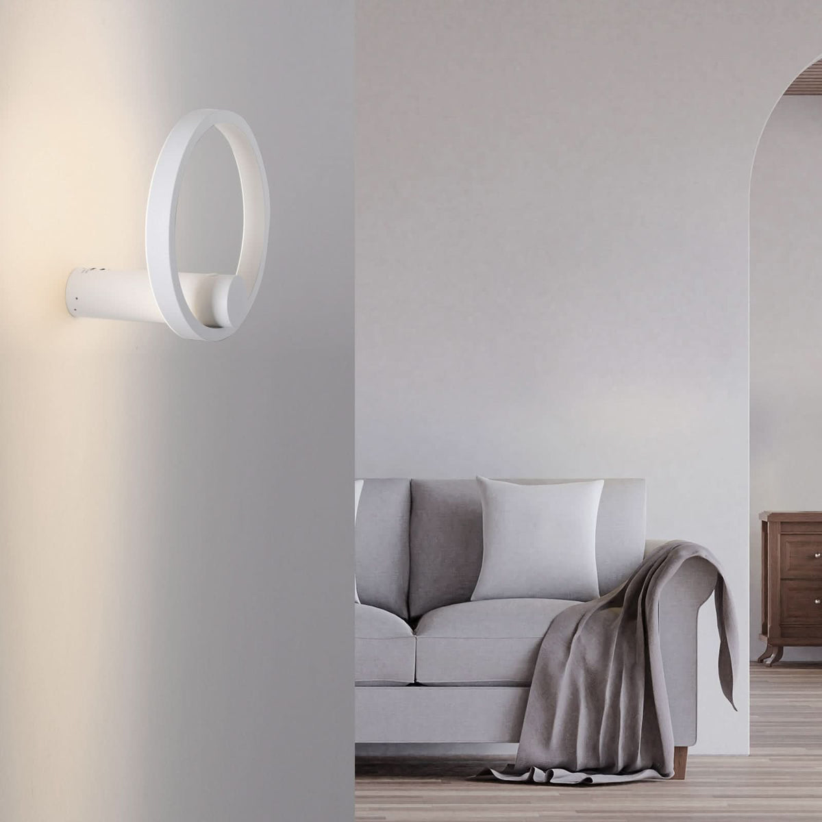 Applique murale LED rechargeable Archie en métal, blanc, Ø 22 cm