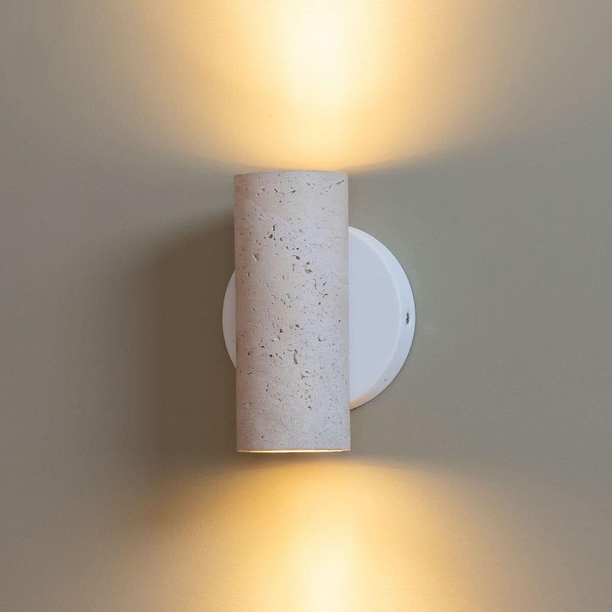 Applique murale Tivoli en pierre, blanc, 2 lumières, Ø 9,5 cm