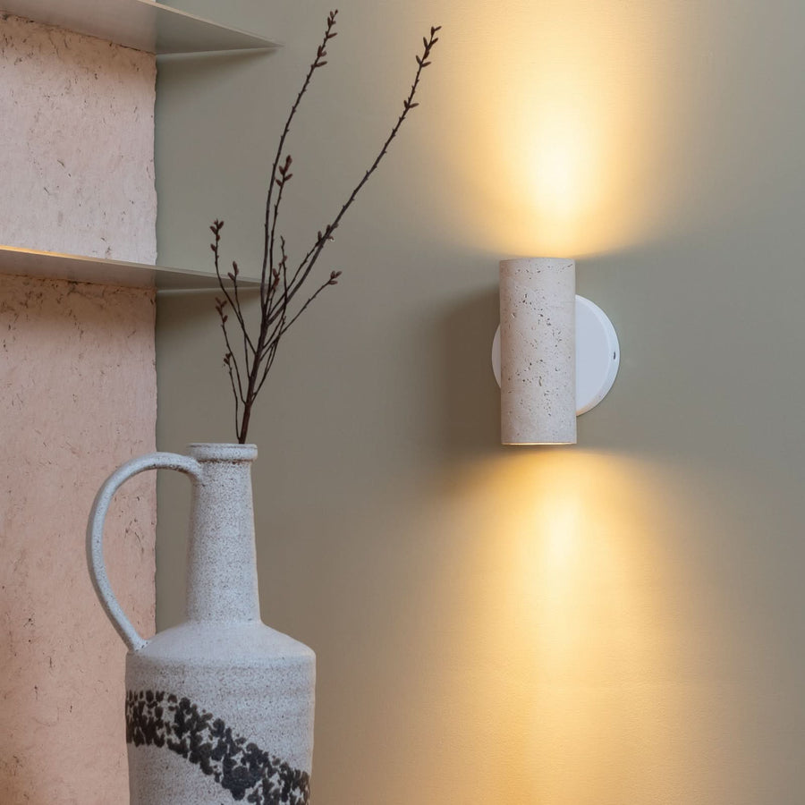 Applique murale Tivoli en pierre, blanc, 2 lumières, Ø 9,5 cm