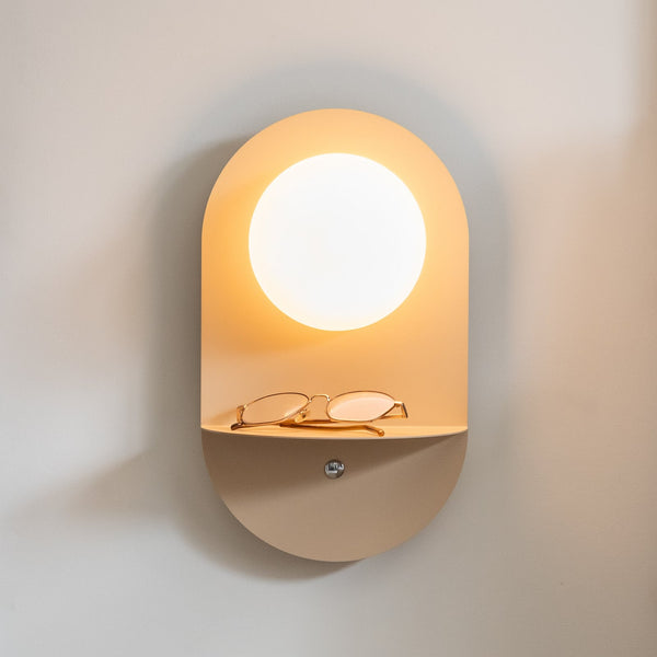 Applique murale Tokyo en verre, beige, hauteur 34 cm
