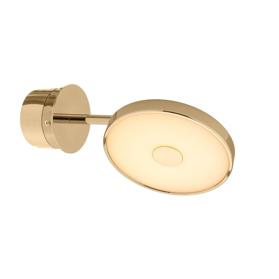 Applique murale LED Asteria Short HW en aluminium, laiton poli, Ø 15 cm