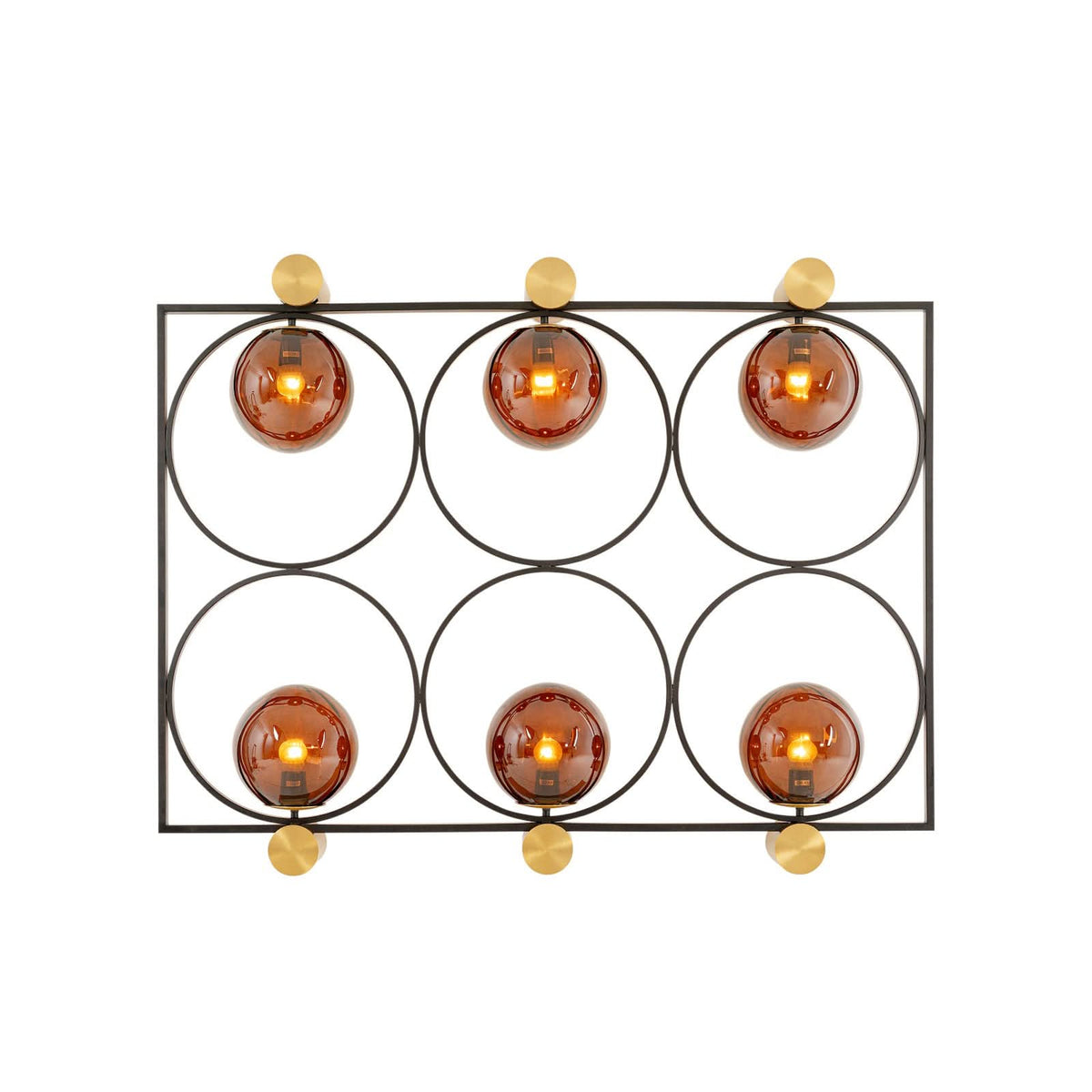Applique murale Balance Circle en verre, marron et doré, 6 lumières, hauteur 95 cm