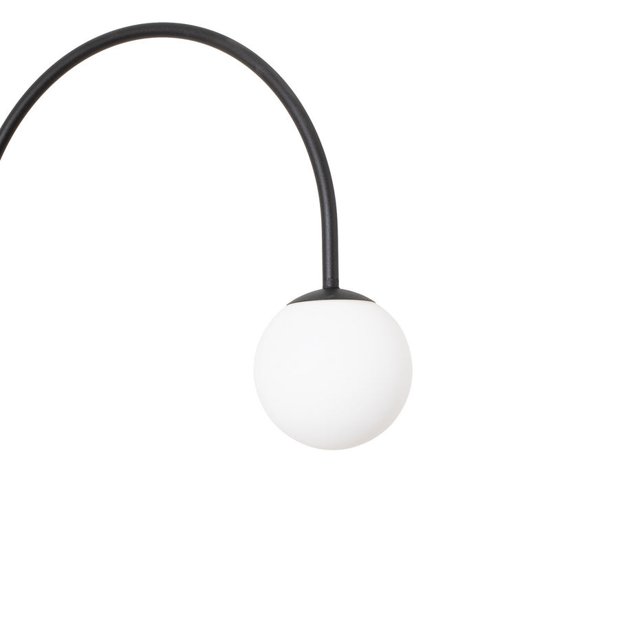 Lampadaire Nova en verre, noir et blanc satiné, hauteur 155 cm