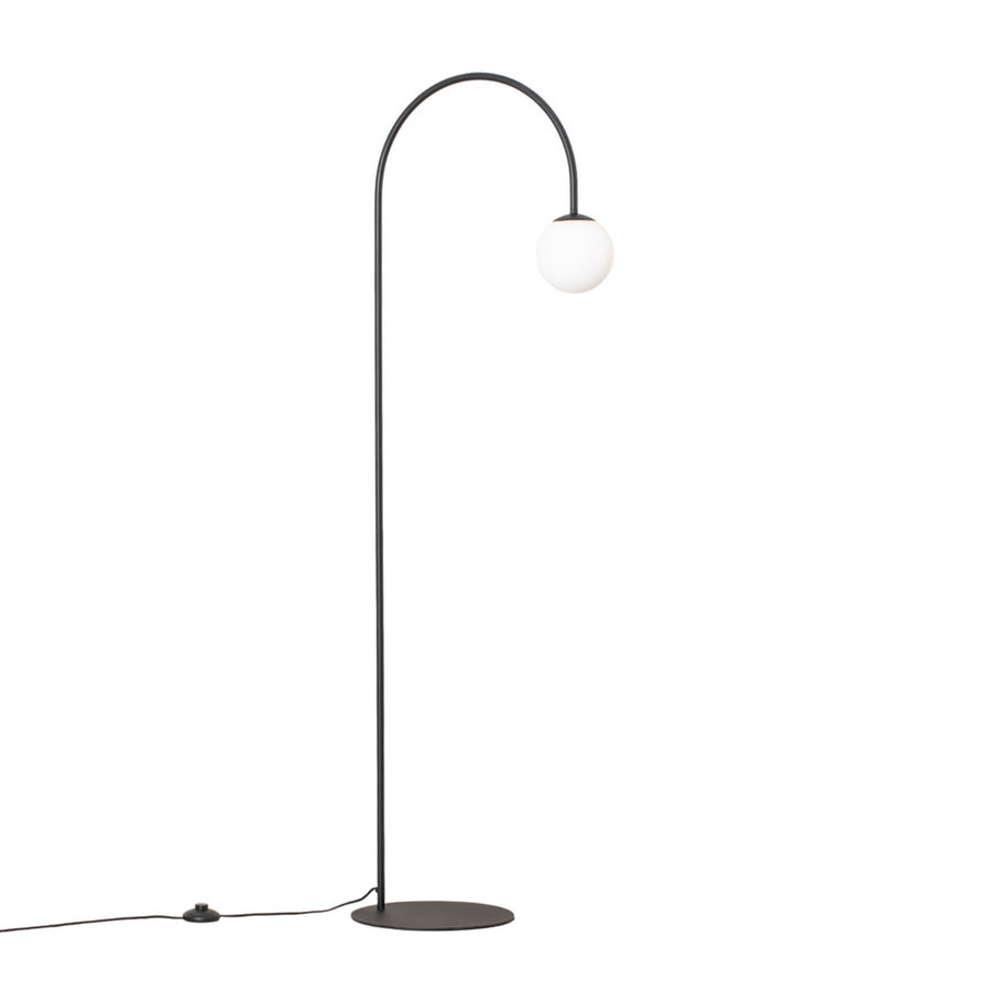 Lampadaire Nova en verre, noir et blanc satiné, hauteur 155 cm