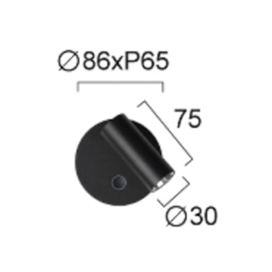 Applique murale LED Tara en métal, noir, Ø 8,6 cm