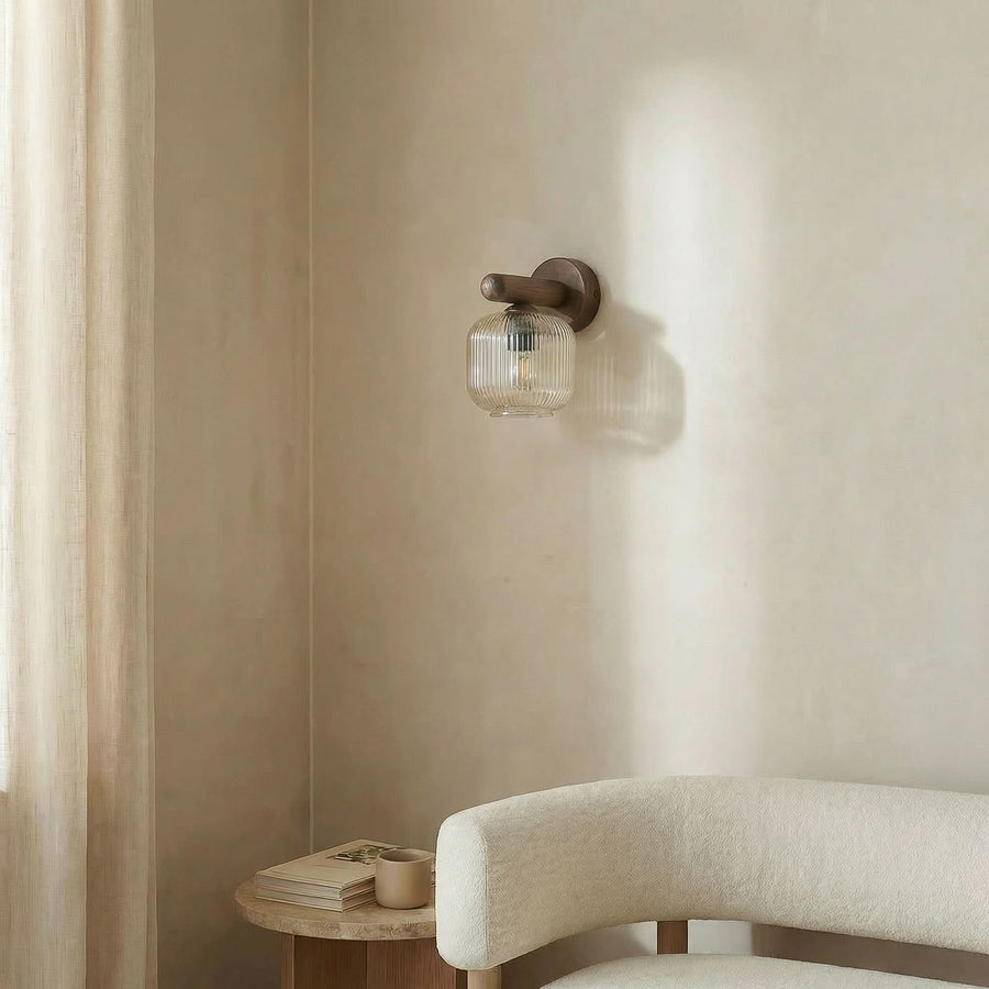 Applique murale Salvia en verre, beige, hauteur 20 cm