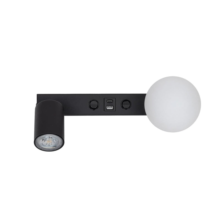 Applique murale Vox en verre, noir et blanc, 2 lumières, hauteur 14,5 cm