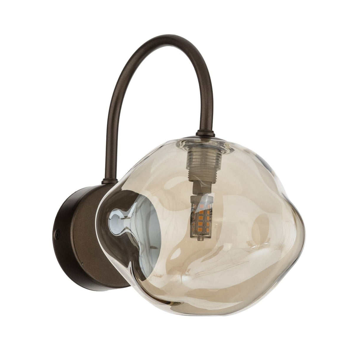 Applique murale Lava en verre, marron et taupe teinté, hauteur 21 cm