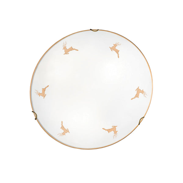 Applique murale Kolarz Nonna en verre, blanc et doré, 2 lumières, Ø 40 cm, 60 W, hauteur 9 cm