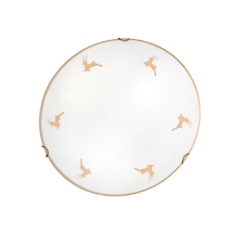 Applique murale Kolarz Nonna en verre, blanc et doré, 2 lumières, Ø 40 cm, 60 W, hauteur 9 cm