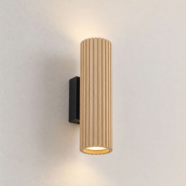 Applique murale Stralino en bois, noir, 2 lumières, hauteur 22 cm