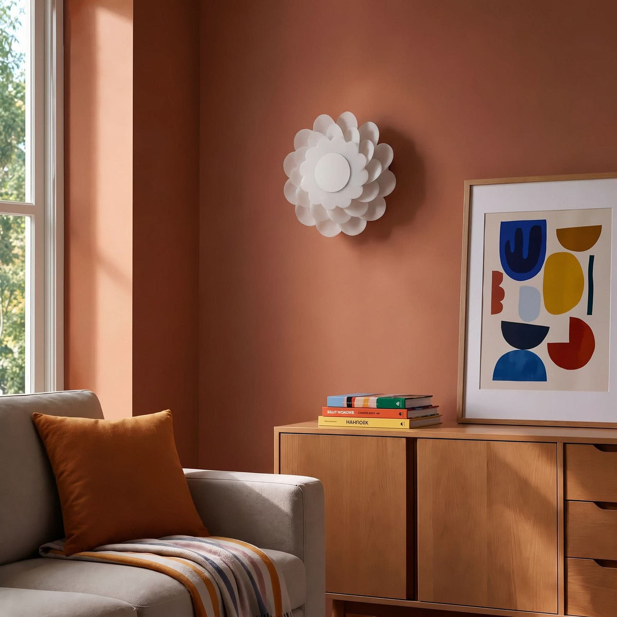 Applique murale LED Bloem, blanc, Ø 37,8 cm