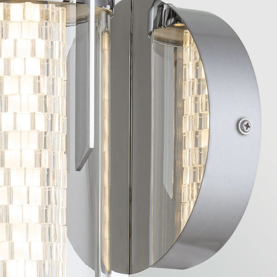 Applique murale LED Espada en verre, chromé poli et transparent, Ø 16 cm, IP44
