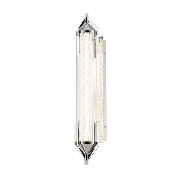 Applique murale LED Espada en verre, chromé poli et transparent, hauteur 14 cm, IP44