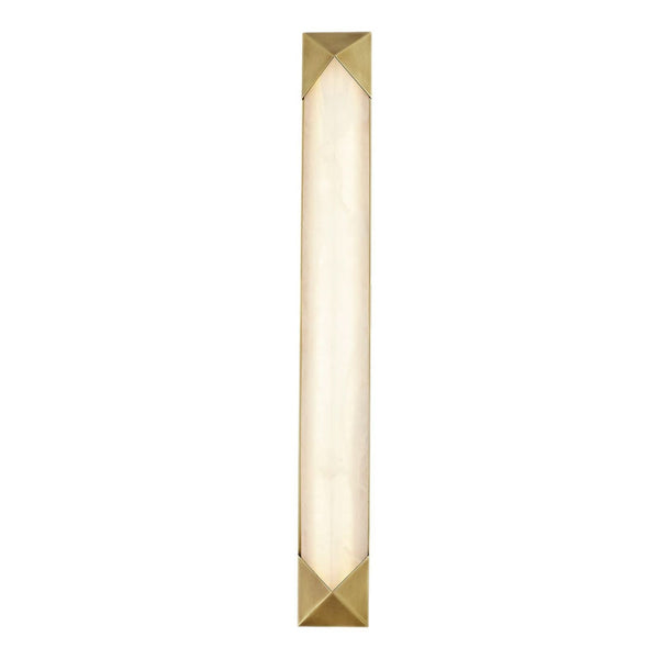 Applique murale LED Caesar en acier, laiton ancien et crème marbré, hauteur 63,5 cm