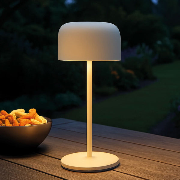 Lampe à poser d'extérieur LED Finley en métal, beige, Ø 8,7 cm, IP54