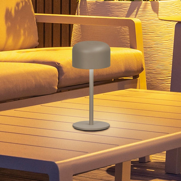 Lampe à poser d'extérieur LED rechargeable Finley en métal, marron, Ø 8,7 cm, IP54