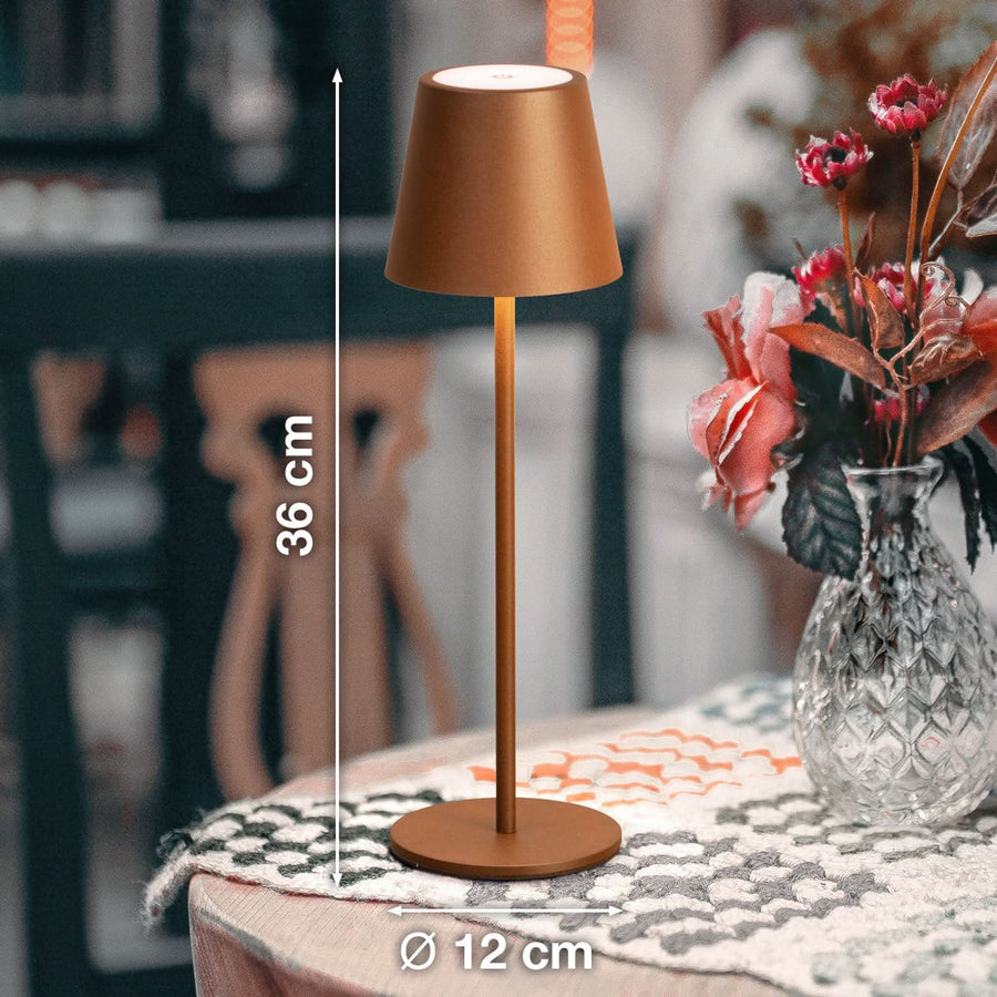 Lampe à poser d'extérieur LED rechargeable Viletto en métal, rouille, Ø 11 cm, IP54