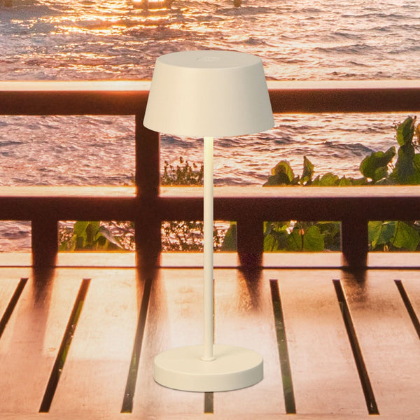 Lampe à poser d'extérieur LED rechargeable Sienna Pro en métal, beige, Ø 10 cm, IP54