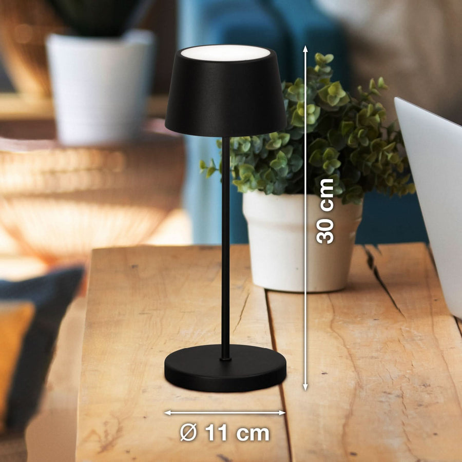 Lampe à poser d'extérieur LED rechargeable Asena Pro en métal, noir, Ø 11 cm, IP54