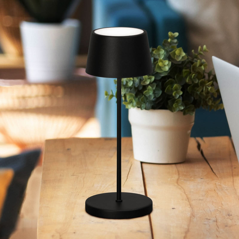 Lampe à poser d'extérieur LED rechargeable Asena Pro en métal, noir, Ø 11 cm, IP54