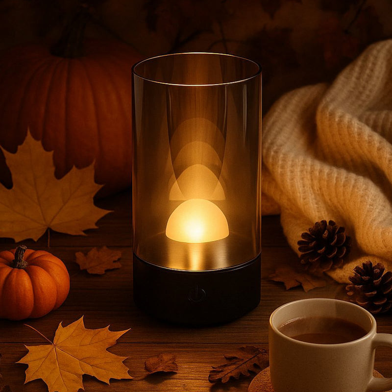 Lampe à poser d'extérieur LED rechargeable Fenya en verre, gris fumée et noir, Ø 8 cm, IP54