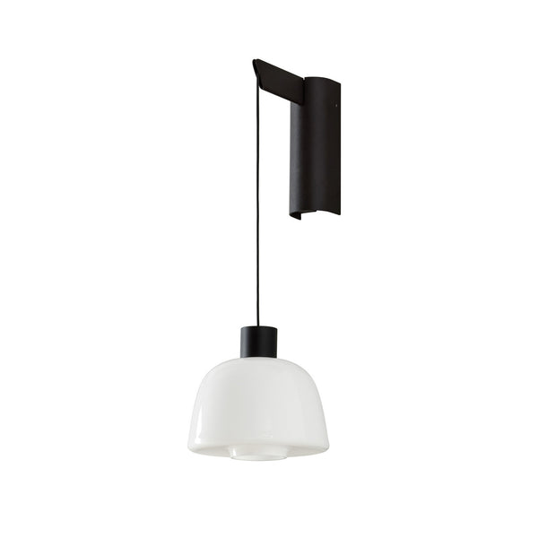 Applique murale LED Drep A/01 en verre, blanc et noir, hauteur 39,8 cm