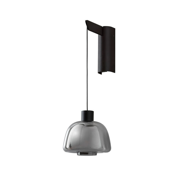 Applique murale LED Drep A/01 en verre, gris fumée teinté et noir, hauteur 39,8 cm