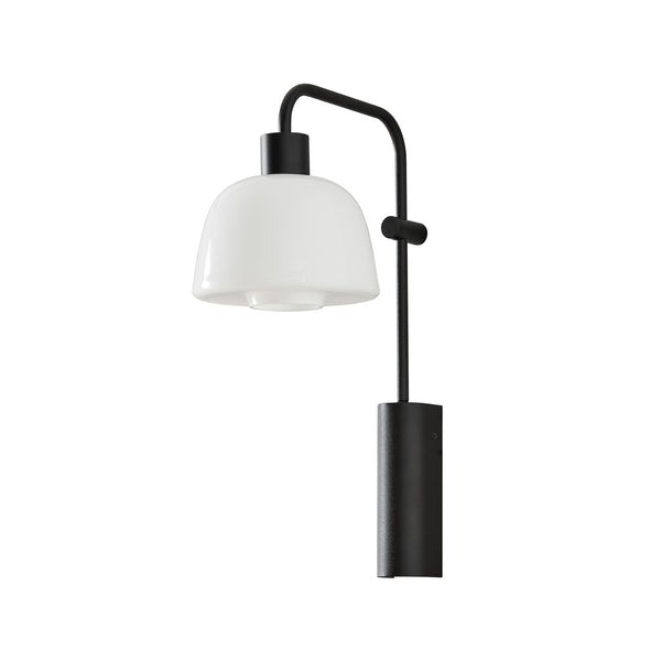 Applique murale LED Drep A/04 en verre, noir et blanc, hauteur 40,1 cm