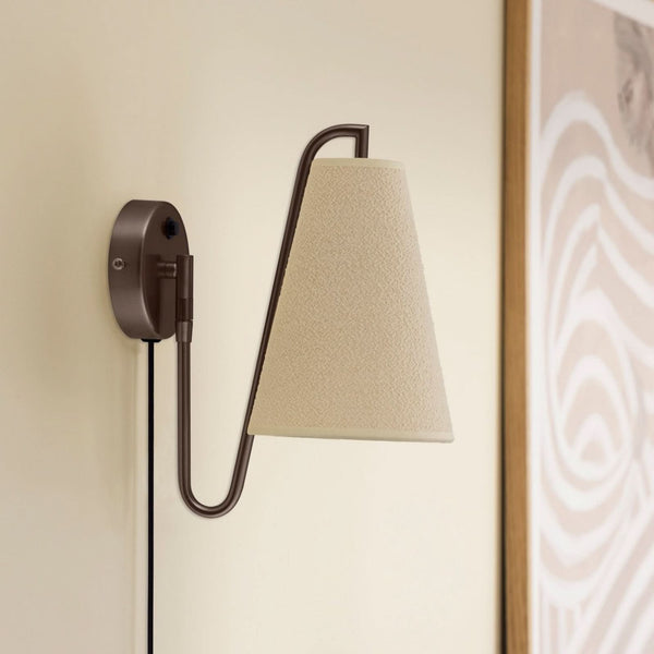 Applique murale Lou en tissu, bronze et blanc, Ø 14 cm