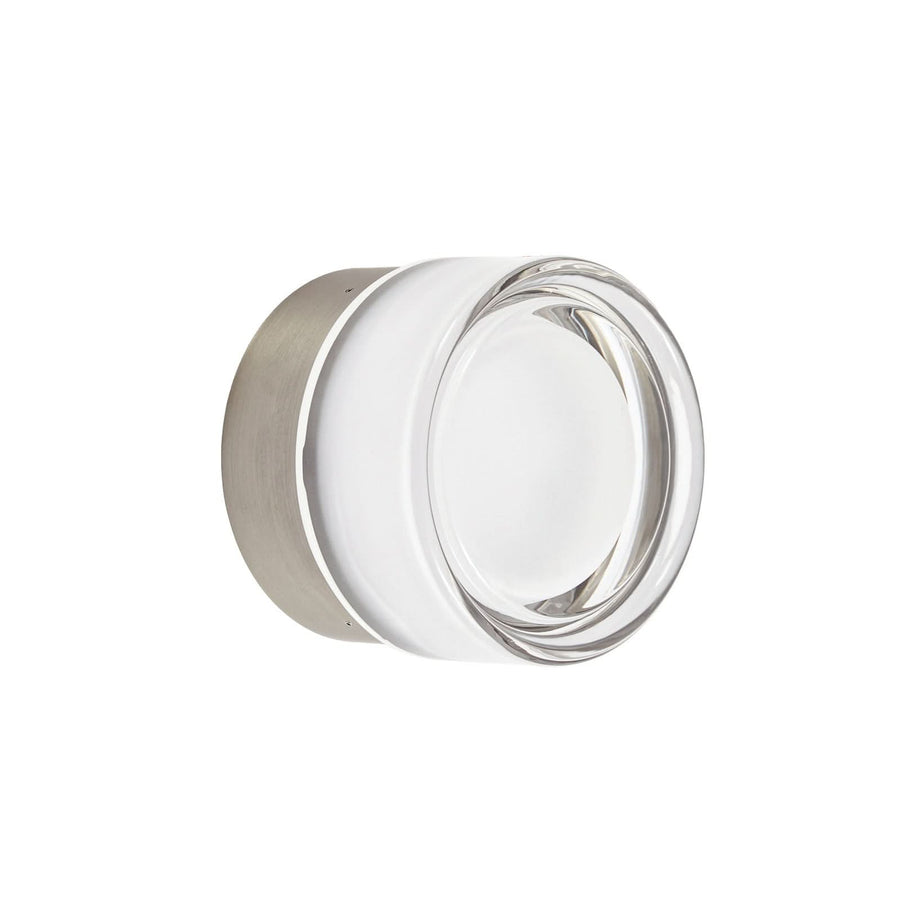 Applique murale LED Somber en verre, nickel et transparent, Ø 12,5 cm, IP44