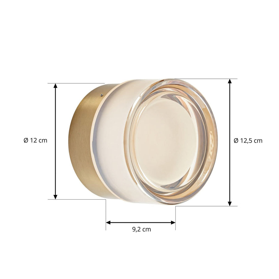 Applique murale LED Somber en verre, doré et ambre teinté, Ø 12,5 cm, IP44