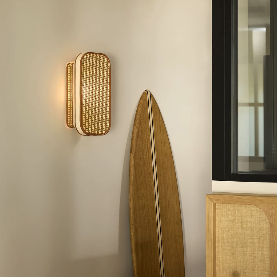 Applique murale Square en tissu, beige et marron clair, hauteur 42 cm