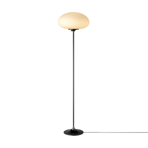 Lampadaire Stemlite en verre, noir chromé et blanc, hauteur 150 cm