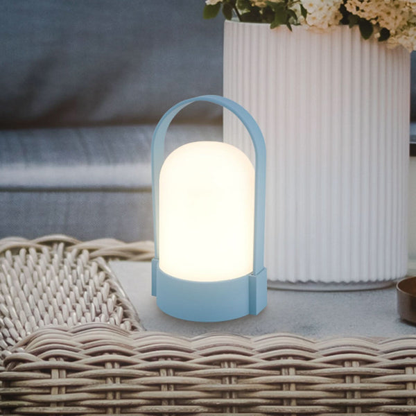 Lampe à poser d'extérieur LED rechargeable ASA en métal, bleu, hauteur 15,5 cm, IP44