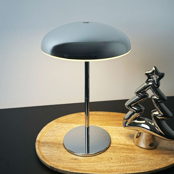 Lampe à poser d'extérieur LED rechargeable Brilo en métal, chromé et chromé, Ø 19,5 cm, IP44