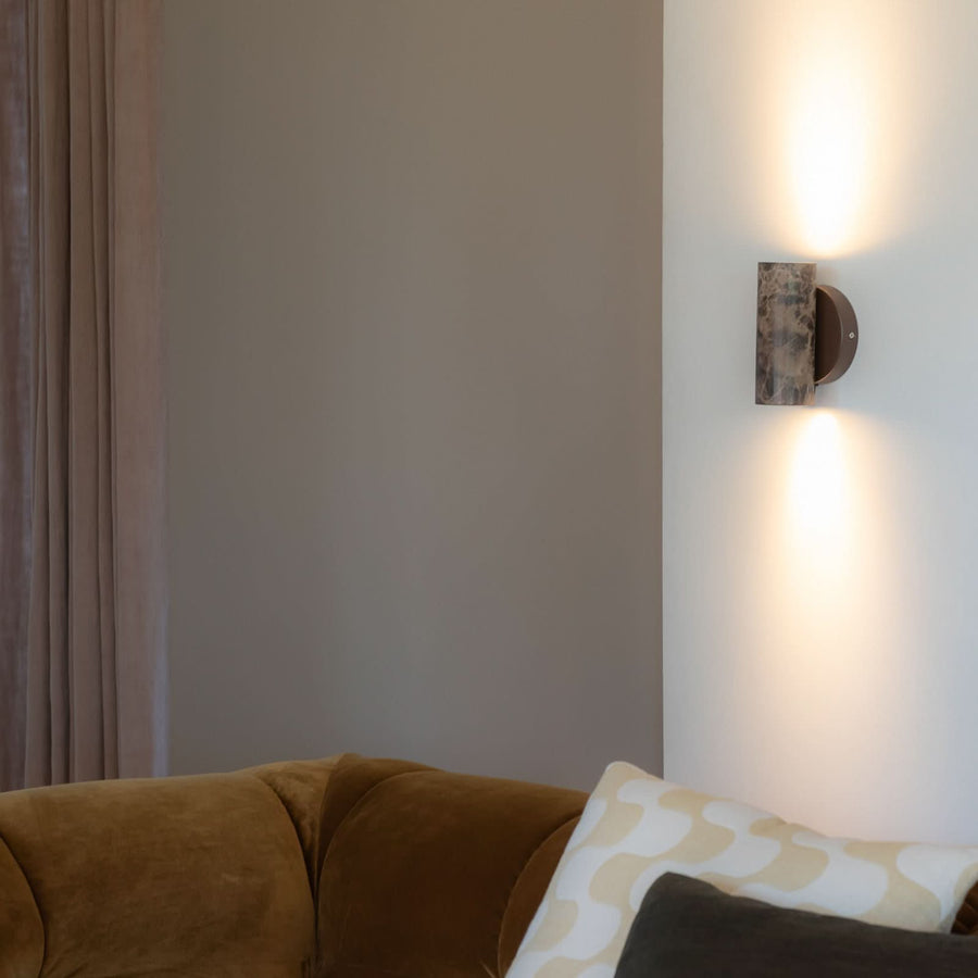 Applique murale Tivoli en pierre, marron, 2 lumières, Ø 9,5 cm