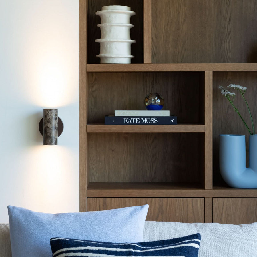 Applique murale Tivoli en pierre, marron, 2 lumières, Ø 9,5 cm
