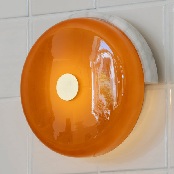 Applique murale LED Trip en verre, vert foncé marbré et ambre brillant, hauteur 19 cm