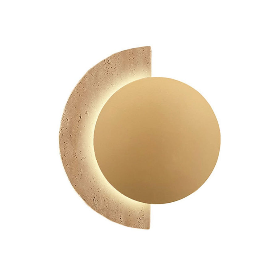 Applique murale LED Miranda en pierre, doré et beige, hauteur 25 cm