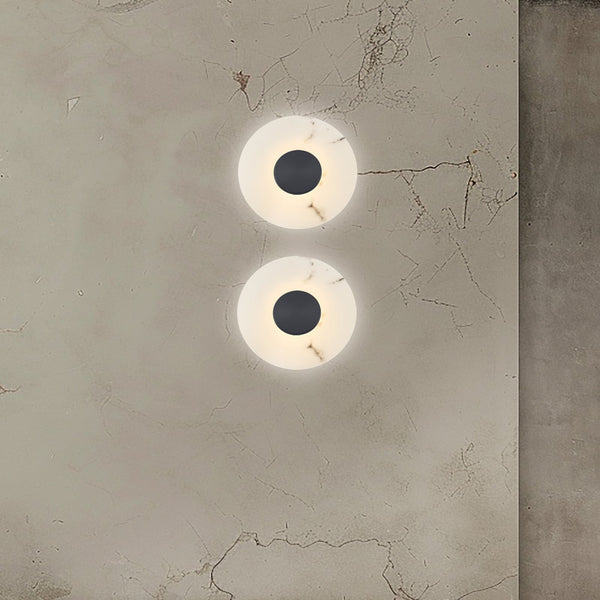 Applique murale LED Allison en pierre, gris et blanc, Ø 30 cm