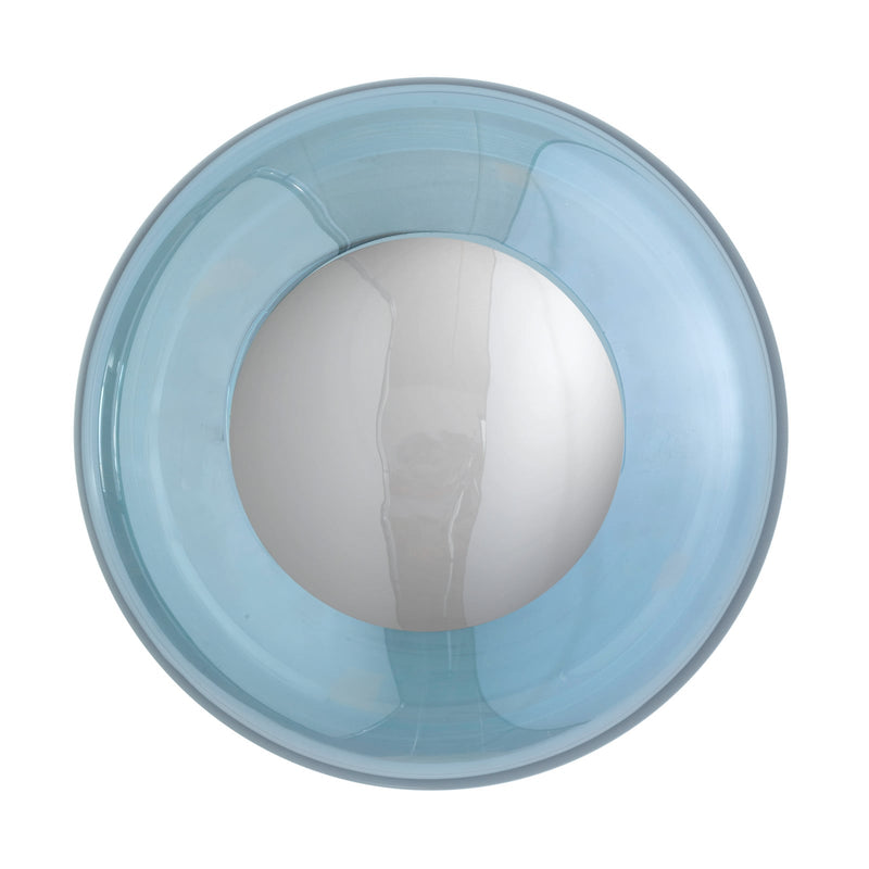 Applique murale Horizon Surface en verre, bleu et argenté brillant, Ø 21 cm