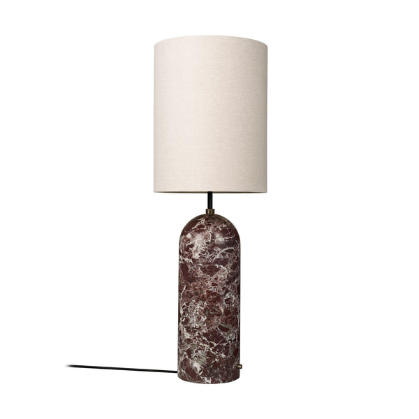 Lampadaire Gravity XL High en tissu, rouge foncé marbré et crème, 3 lumières, hauteur 135 cm